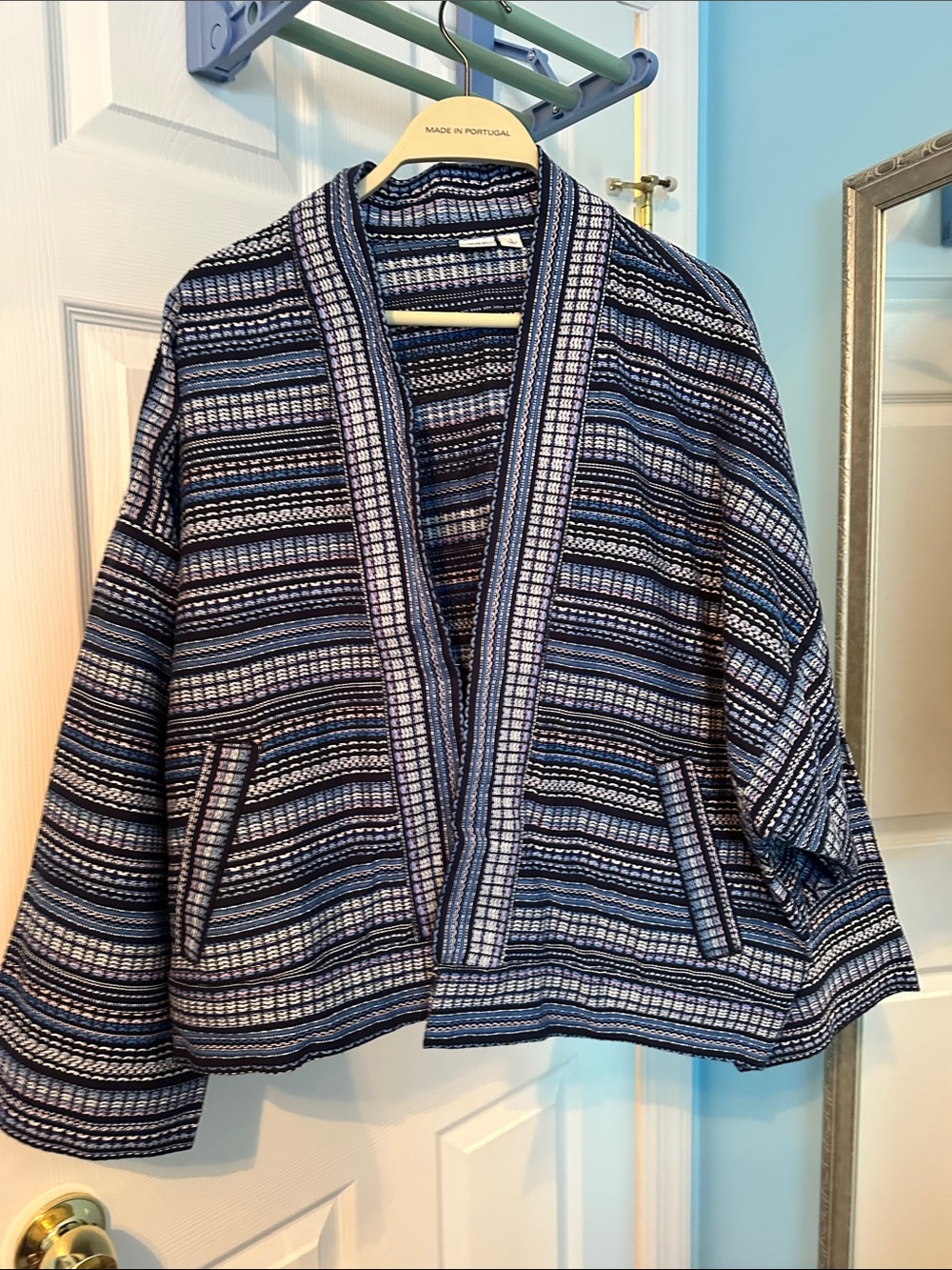 GAP Navy & White Striped Open Cardigan Jacket
